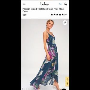 Lulus Passion Island Teal Blue Floral Print Maxi Dress